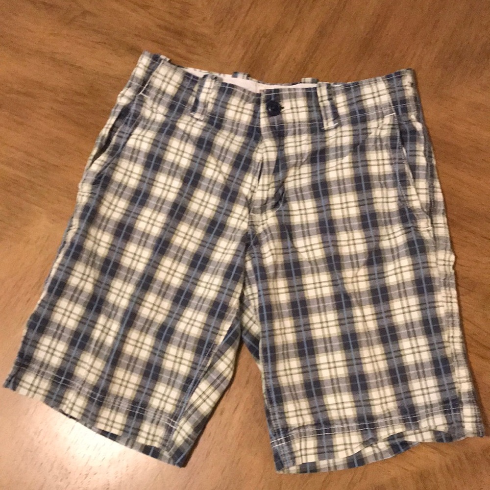 Final Price- Vintage GAP Blue/Green/White Plaid Men's Flat Front Rugged Shorts